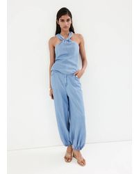 Mango - Cross-Back Strap Denim Top - Lyst