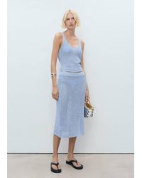 Mango - Knitted Skirt With Rhinestone Detail - Lyst