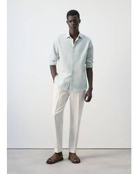 Mango - Seersucker Striped Texture Shirt - Lyst
