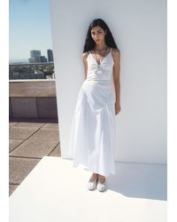 Mango - Jupe Midi Coton À Fronces Blanc - Lyst
