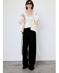 Mango - Ribbed T-Shirt With Piping - Lyst