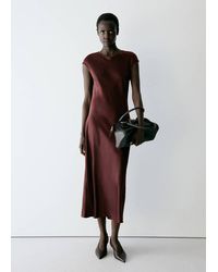 Mango - Midi Dress With A Round Neck - Lyst