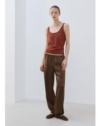 Mango - Satin Trousers With Elastic Waist - Lyst