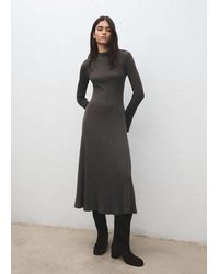 Mango - Knitted Dress With Bell Sleeves - Lyst