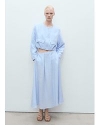Mango - Cropped Linen Jacket With Pockets - Lyst