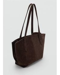 Mango - Suede Mini Shopper Bag - Lyst