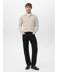 Mango - Cotton-Blend Ribbed Polo Sweater - Lyst