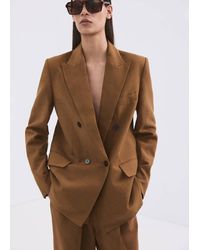 Mango - Double-Breasted Linen Suit Jacket - Lyst