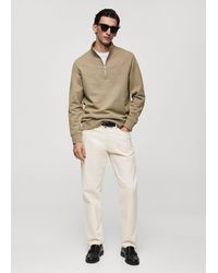 Mango - Zipper Cotton Sweater - Lyst