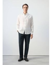 Mango - Regular Fit Linen Blend Pinstripe Trousers - Lyst
