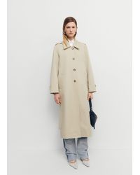 Mango - Cotton Trench Coat With Shirt Collar - Lyst