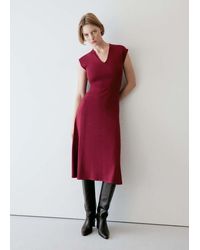 Mango - V-Neck Knitted Dress - Lyst
