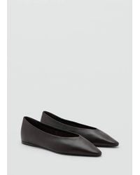 Mango - Flat Leather Pointed Toe Shoe - Lyst