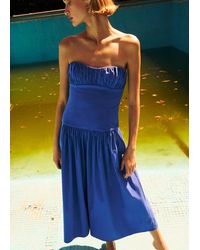 Mango - Ruched Strapless Dress - Lyst