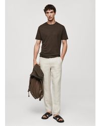 Mango - Slim-fit 100% Linen T-shirt - Lyst