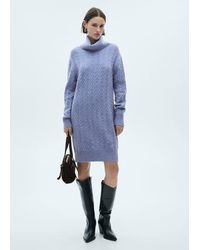 Mango - Turtle Neck Knit Dress Sky - Lyst