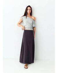 MANGO TEEN - Midi Skirt With Textured Stitching Details - Lyst