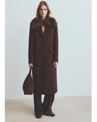 Mango - Wool Coat With Fur Collar - Lyst