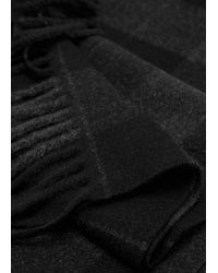 Mango - Sciarpa Quadri Scozzesi Frange Nero - Lyst