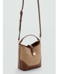 Mango - Contrasting Canvas Bucket Bag - Lyst