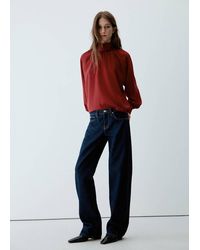 Mango - Ruched Roll-Neck Blouse - Lyst