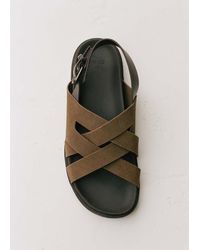 Mango - Suede Leather Sandals With Crossed Straps - Lyst