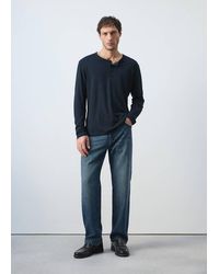 Mango - Henley Linen-Blend T-Shirt - Lyst