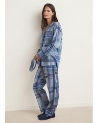 Mango - Camicia Pigiama Stampa Piping Blu Inchiostro - Lyst