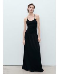 Mango - Cross-Back Knitted Dress - Lyst