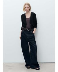 Mango - Knitted Cropped Cardigan - Lyst