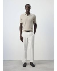 Mango - Rib-Knit Cotton-Blend Polo Shirt - Lyst