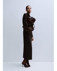 Mango - Robe Col Bateau Froncée Chocolat - Lyst