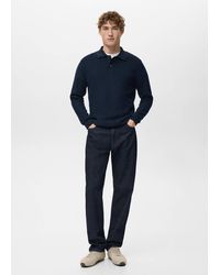 Mango - Micro-Structured Cotton Polo Shirt Sky - Lyst