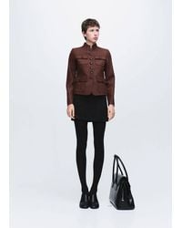 Mango - Wool Jacket With Band Collar And Pockets - Lyst