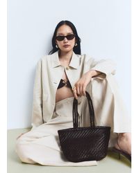 Mango - Medium Braided Leather Bag - Lyst
