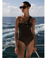 Mango - Asymmetrical Swimsuit With Hoop - Lyst