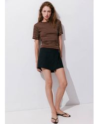 Mango - Pull-Over Rayures Manches Courtes Chocolat - Lyst