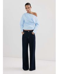 Mango - Cotton Blouse With Asymmetrical Collar - Lyst