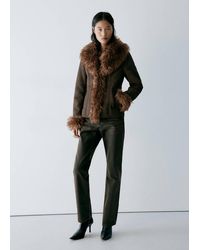 Mango - Suede-Effect Faux-Fur Jacket - Lyst