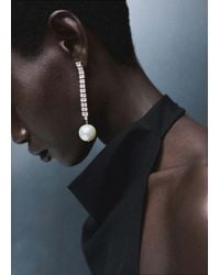 Mango - Combined Pearl Drop Earrings - Lyst