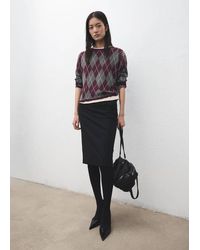 Mango - Argyle Knit Sweater - Lyst