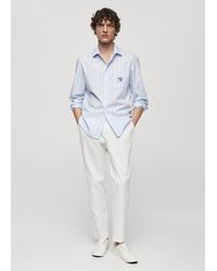Mango - Classic-fit Cotton Striped Embroidered Shirt - Lyst