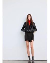 Mango - Tartan Skirt With Lace Trim - Lyst