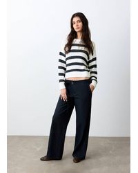 MANGO TEEN - Striped Openwork Knit Sweater - Lyst