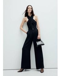 Mango - Jumpsuit With Crossover Collar And Belt - Lyst