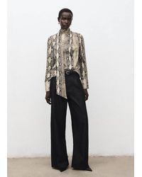 Mango - Animal-Print Blouse With Scarf - Lyst