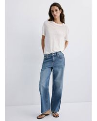 Mango - Low-Rise Straight Jeans With Contrast Stripe - Lyst