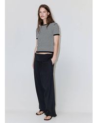 Mango - Striped Short-Sleeved Sweater - Lyst