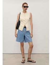 Mango - High-Waist Straight-Fit Denim Shorts - Lyst
