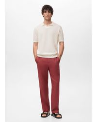 Mango - Structured Cotton Knitted Polo Shirt - Lyst